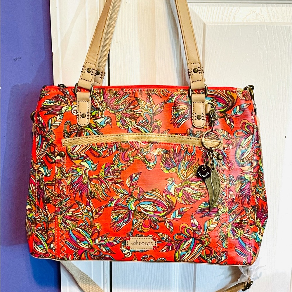 NWOT Sakroots Red Artist Canvas Cross Body Satchel